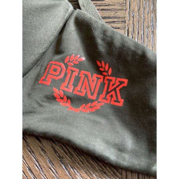 Victoria's Secret PINK Push-Up Bra 34D Army Green & Red Comfy Fit - Picture 3 of 11
